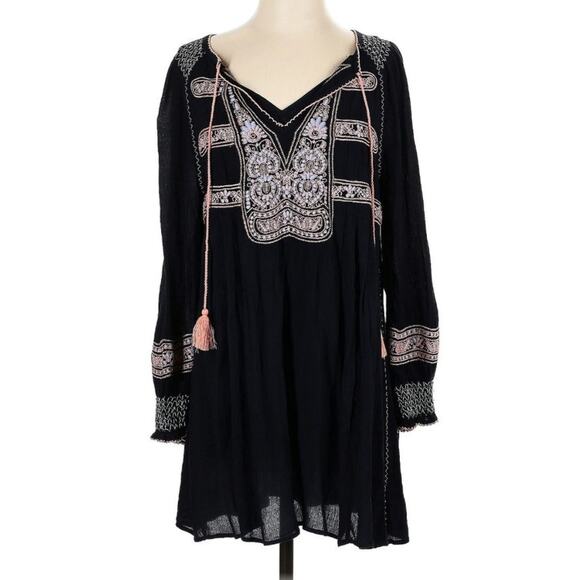 Free People Wind Willow Embroidered XS Black Shift Dress - Picture 2 of 8